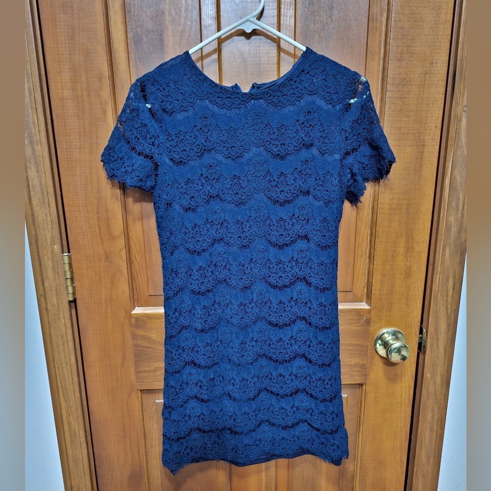 Navy blue lace mini dress